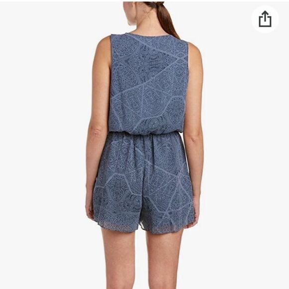 BCBGeneration Paisley Sleeveless Cross-over Tie Neck Romper - Picture 2 of 7